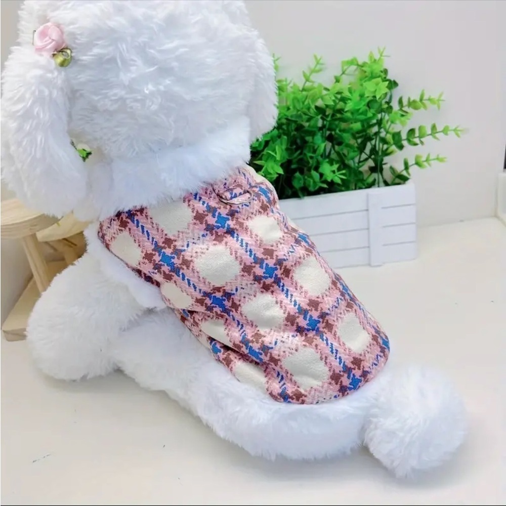 Plaid Dog Vest. Pink Plaid  Size Large